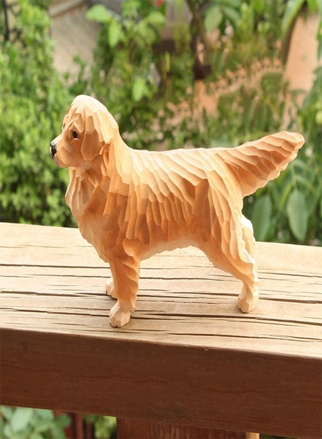 TSCVPJL Golden Retriever Figurine Handmade Carved Wooden Dog Statue, Cute Golden Retriever Gifts for Women Men, Height 4.33" Wood Dog Decor for Home Book Shelf Desktop Decoration - Image 2